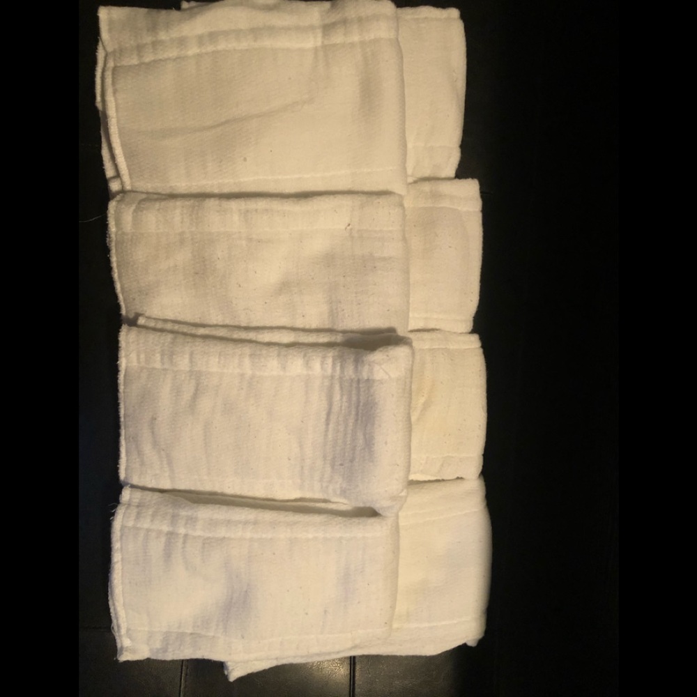 Set of 8 white burp cloths
